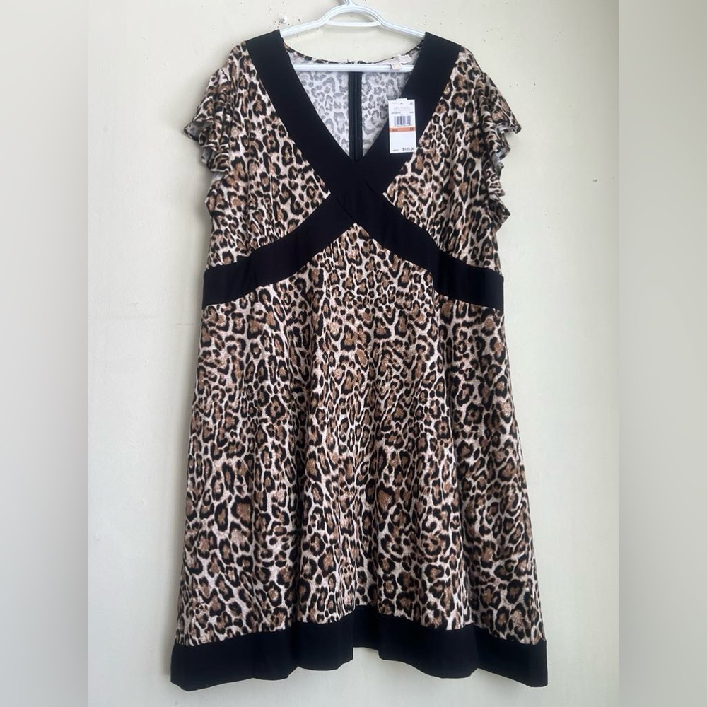 Michael Kors Leopard Print Dress with Black Accents